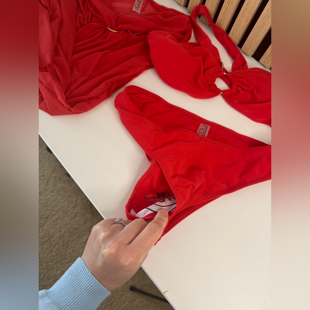 Red Bikini Set 3 pc with bikini cover NWT - Picture 6 of 6